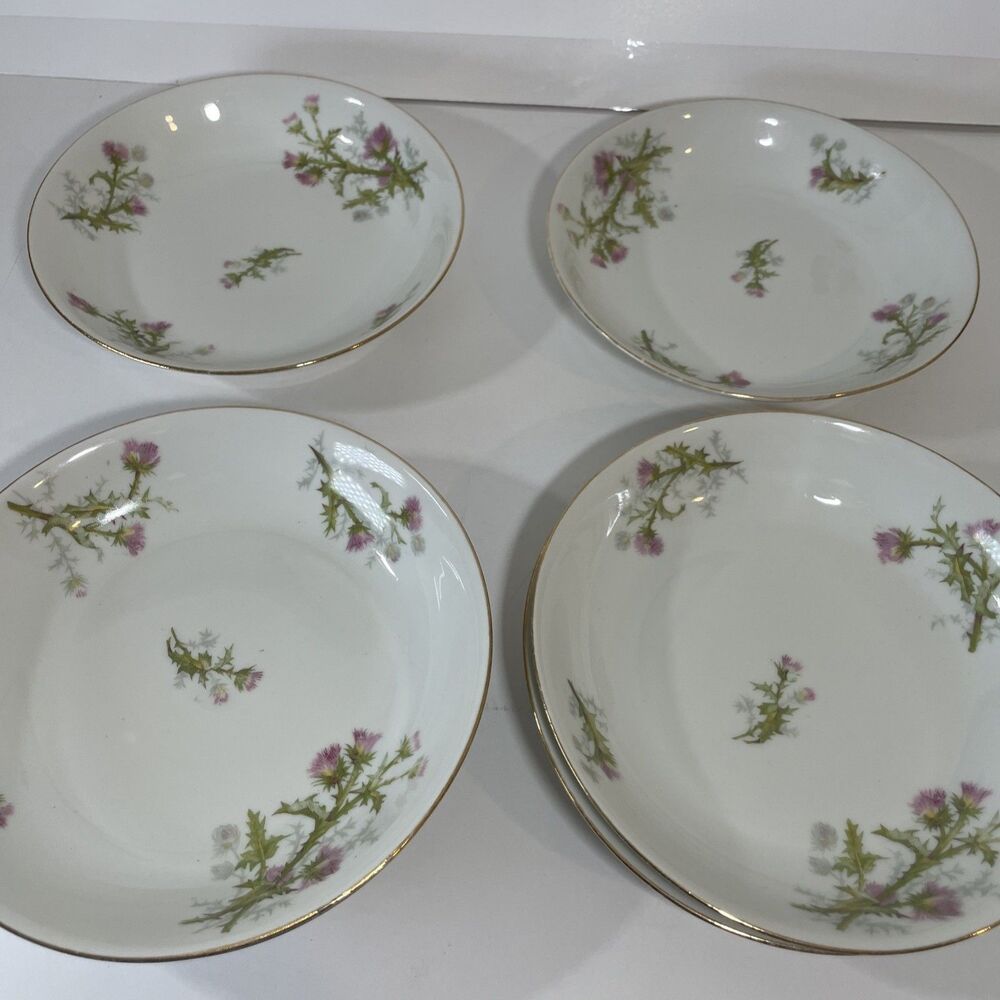 Set Of 6 Limoges Pink Thistle 7 1/2” Salad Plates